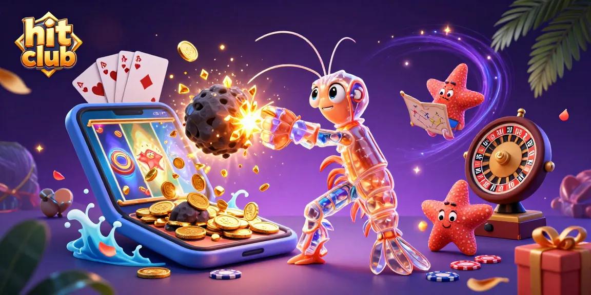 Experience the excitement of hit club with a vibrant 3D gambling scene featuring animated characters, casino elements, and dynamic energy.