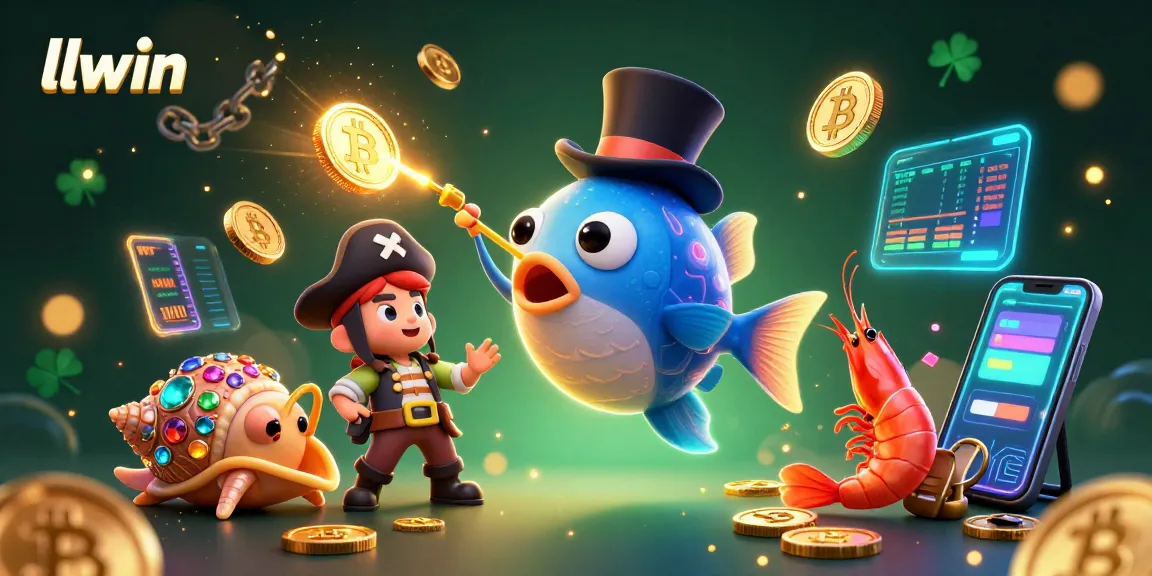 Engage with llwin's vibrant casino world featuring deep-sea characters and crypto elements.