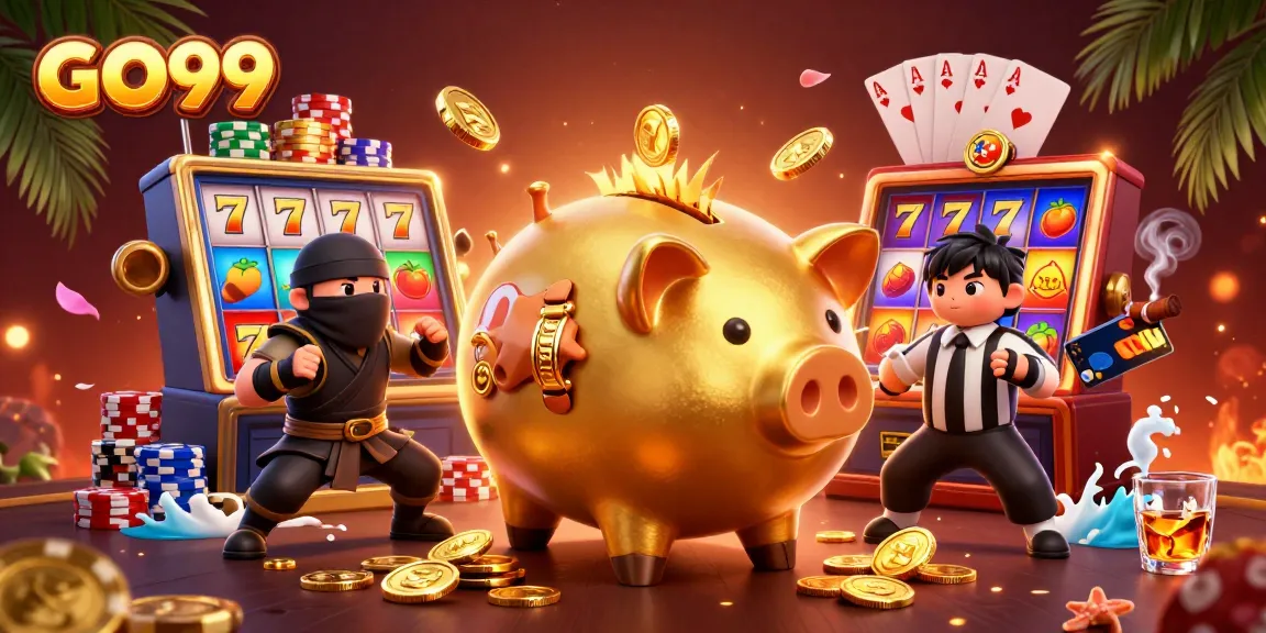 Experience gambling excitement at GO99 with dynamic 3D characters and slot game action.