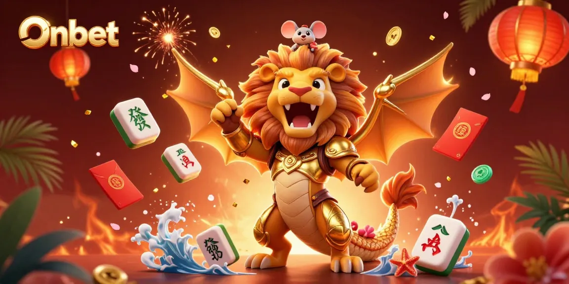 Bet on Onbet with a dynamic scene of a chimera and mouse jockey in a vibrant casino atmosphere.