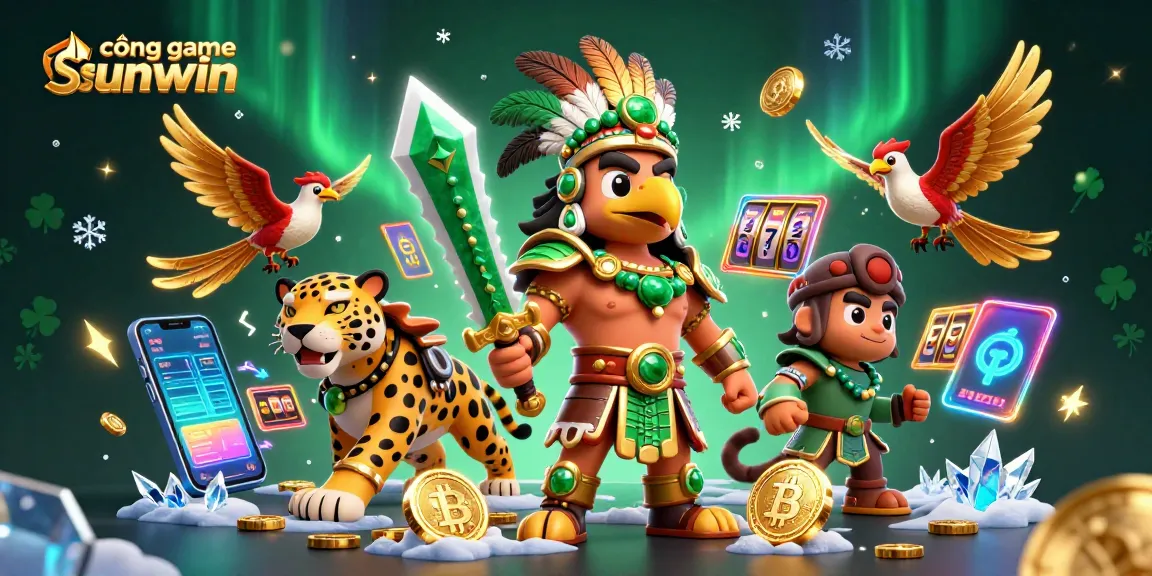 Experience thrilling gameplay at cổng game sunwin with vibrant 3D Aztec warriors and crypto elements.