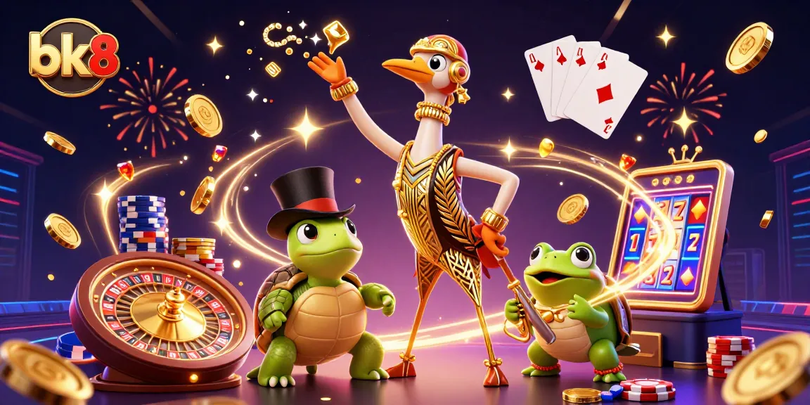 Experience the excitement of bk8 with this vibrant casino scene filled with golden coins and roulette wheels.