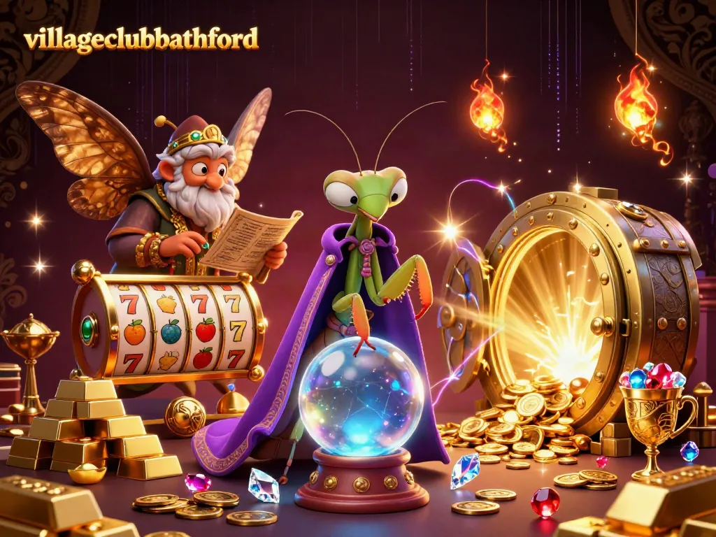Engage in thrilling adventures at villageclubbathford with a mystical fortune teller and vibrant casino elements.