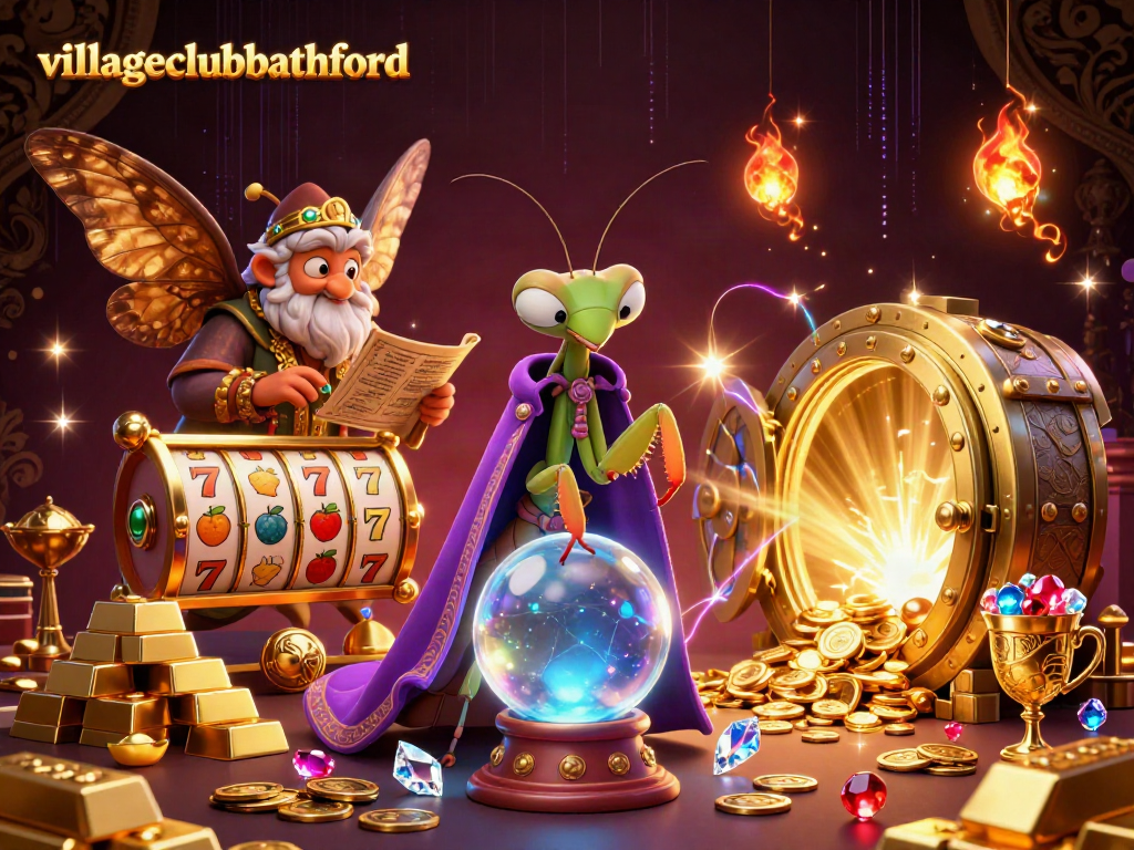Engage in thrilling adventures at villageclubbathford with a mystical fortune teller and vibrant casino elements.